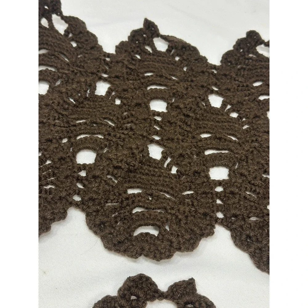 NEW‎ hand crocheted SKULL placemat & coaster BROWN